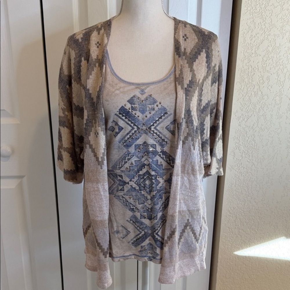 Maurices Blue and Beige Striped Top